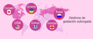 Imagen que representa los países donde se puede tener hijos a través de la reproducción asistida total o parcial