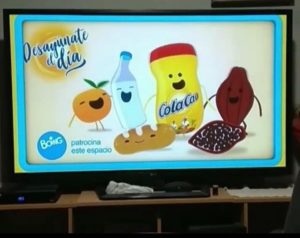 Campaña puclicitaria de Cola Cao en televisión, concretamente en un canal infantil