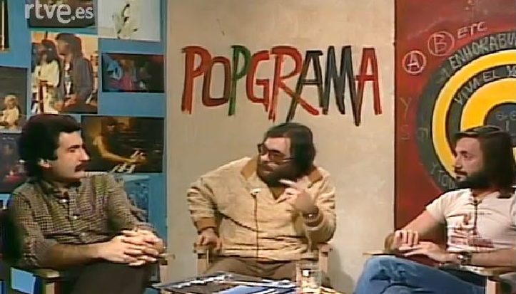 Carlos Tena, Ángel Casas y Diego Manrique en Popgrama. 1977