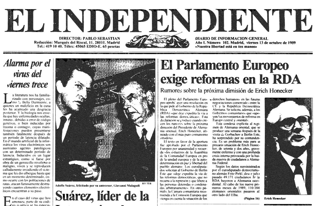 Diario El Independiente 1989, Santiago Martínez Arias, Caída del Muro, Hungría 1989, Transición democrática, 
