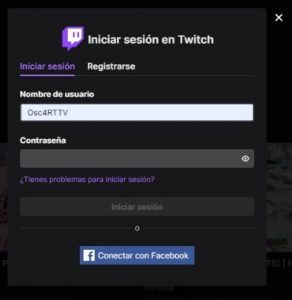 Iniciar sesión en Twitch / Sandra Pérez