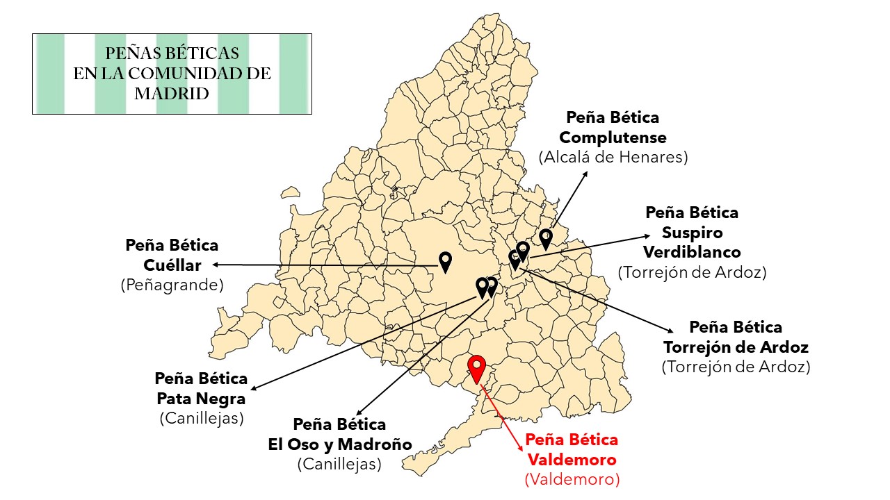 Mapa peñas Betis en Madrid