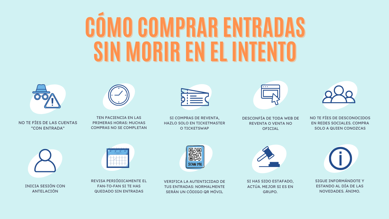 Consejos, Compra, Código, Verified Fan, Giras, Entradas, Estafas, Conciertos, Reventa, Precios Dinámicos, Colas Virtuales, Ticketmaster, Live Nation, Tiktok, Pandemia