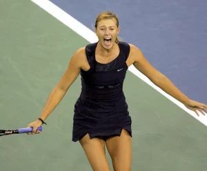 María Sharapova, Evolución, Rendimiento, Estética, Vestido, Tenis, Tenis femenino, Negro, Billantes, Minivestido, Moda